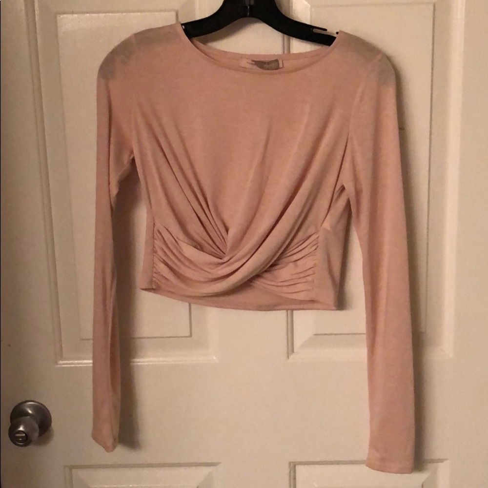 Pink long sleeve crop top